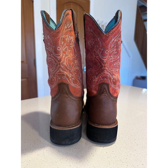 Ariat Womens Brown Orange Leather Cowboy Western Boots Style Size 7B - Picture 5 of 7